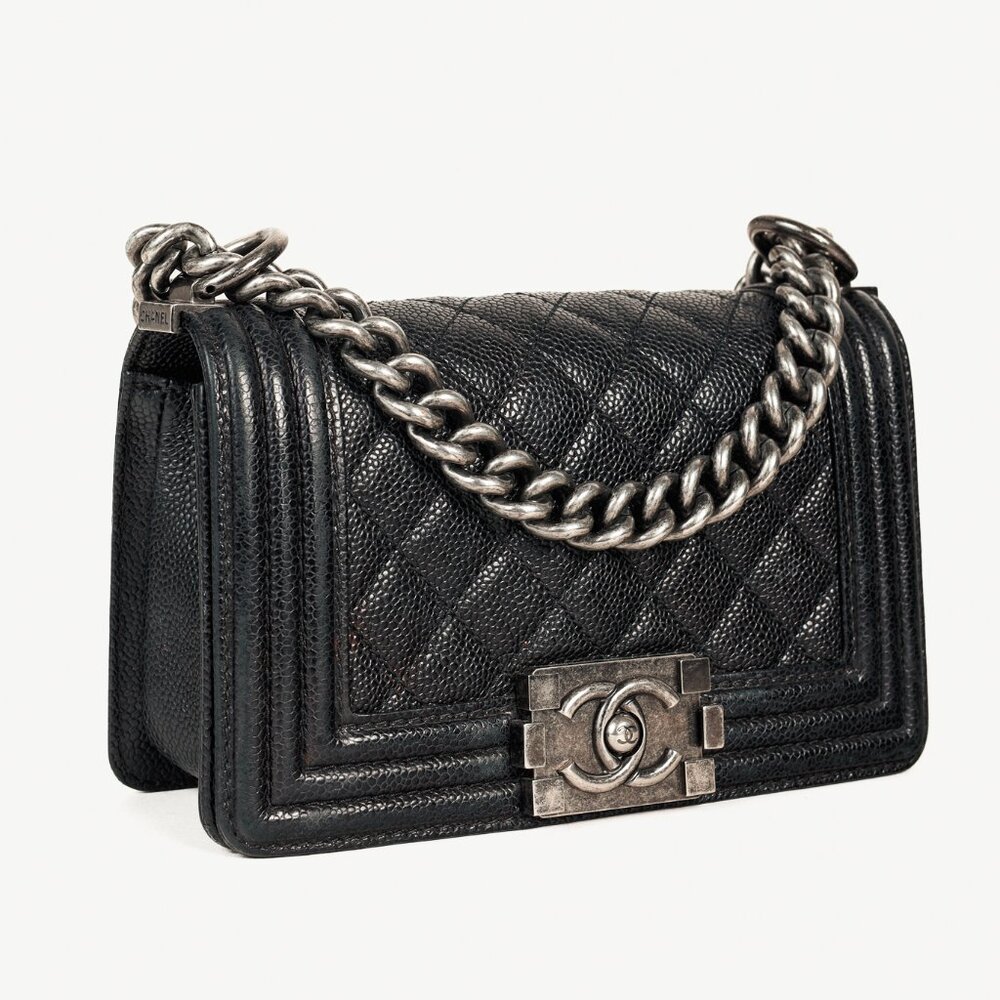 Chanel Small Boy Black Caviar Quilted Shoulder Bag - Picture 2 of 12